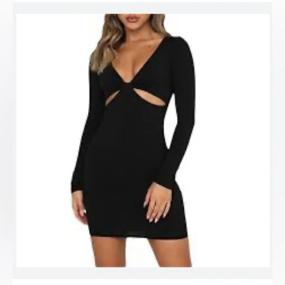 Sky To Moon | Dresses | Sexy Cutout Long Sleeve Little Black Dress Size  Small Nwt | Poshmark